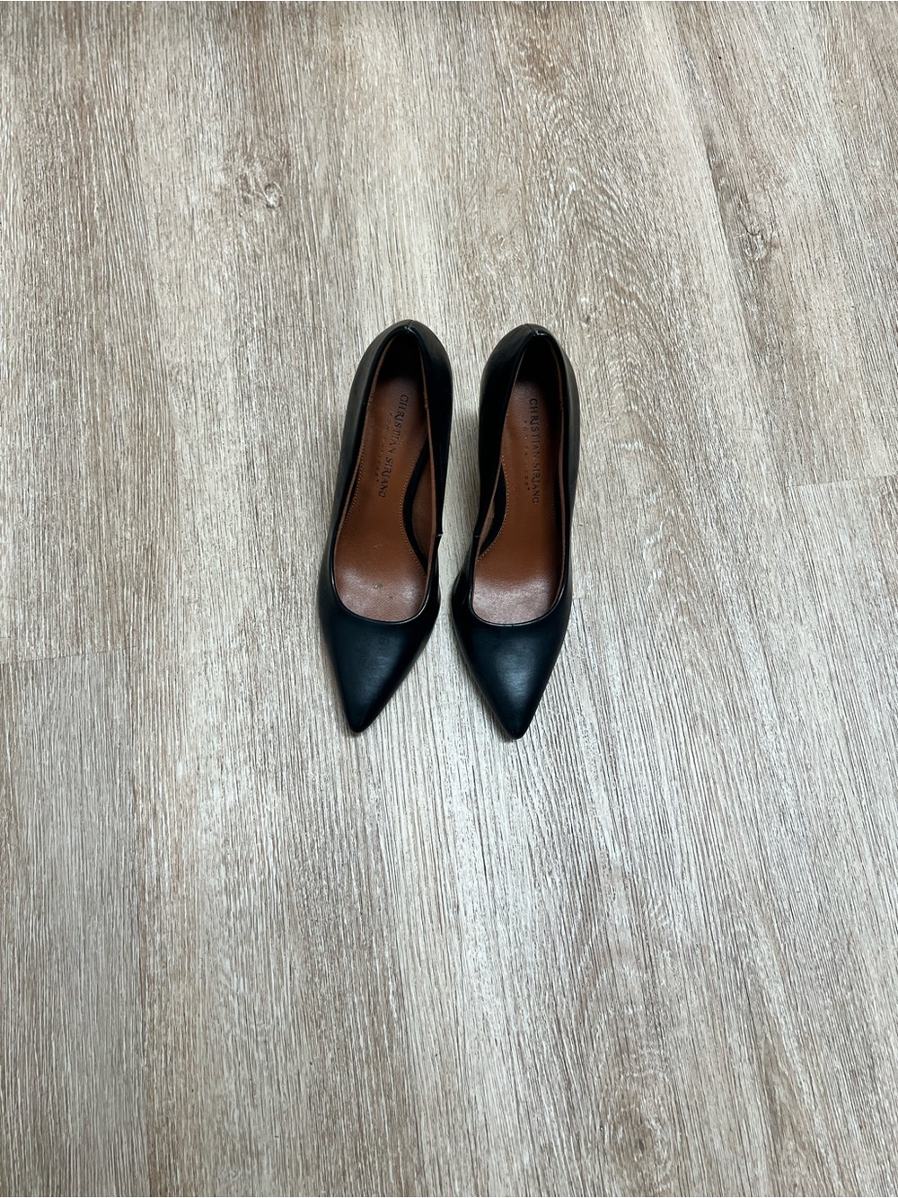 Christian Siriano Black Pointed Toe Leather Pumps 6.5